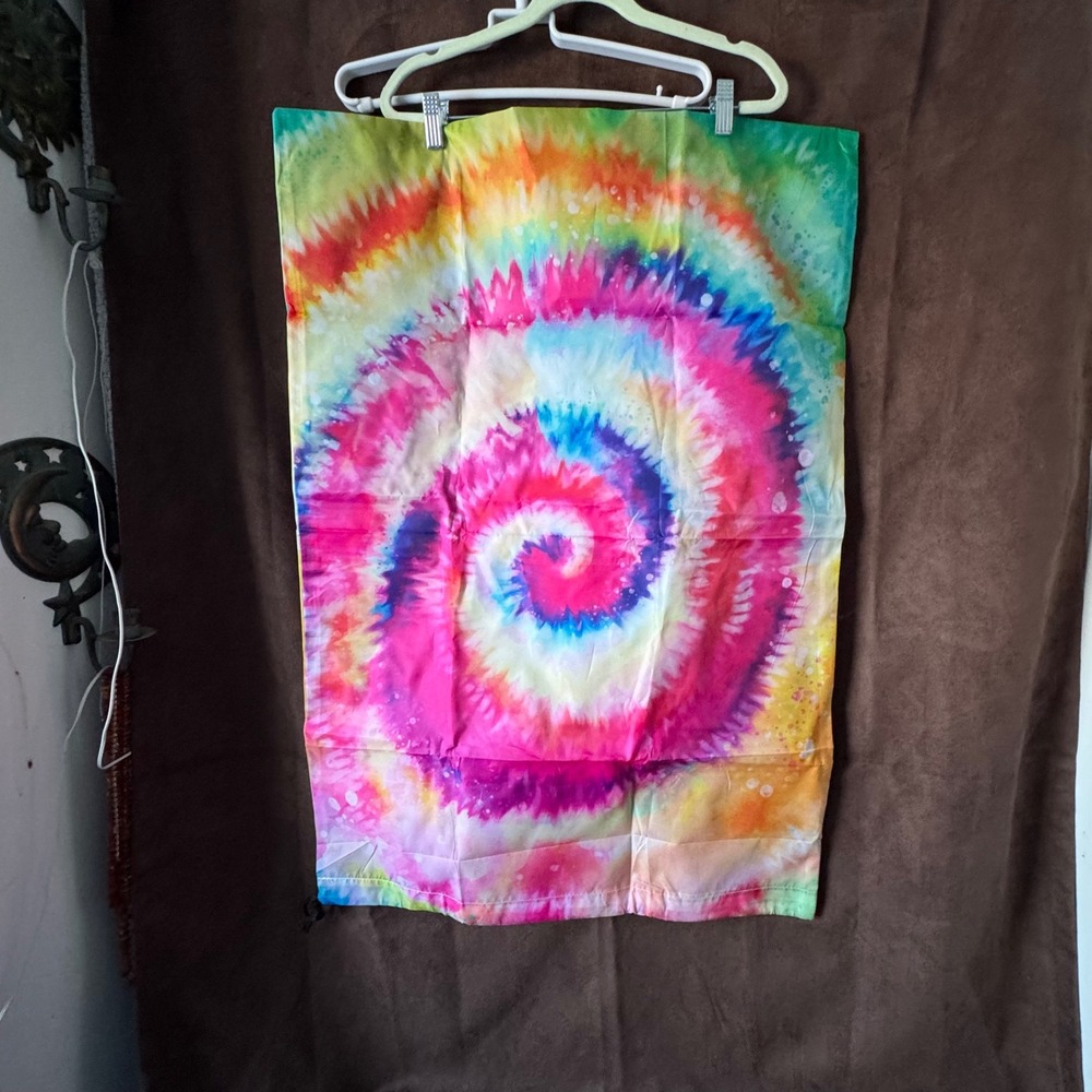 Vibrant Tie Dye Swirl‎ laundry bag Boho Psychedelic storage drawstring camping